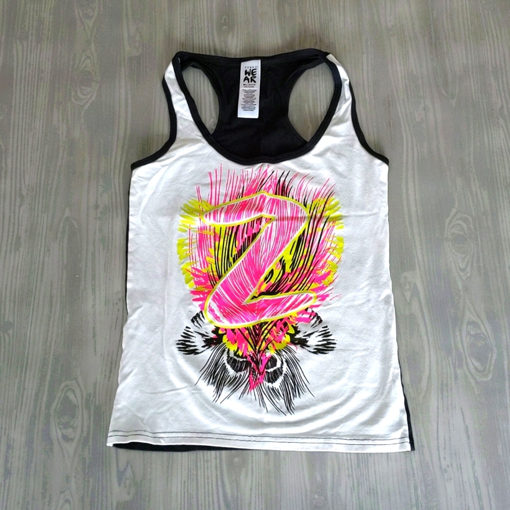 White/black racerback tank top by Zumba